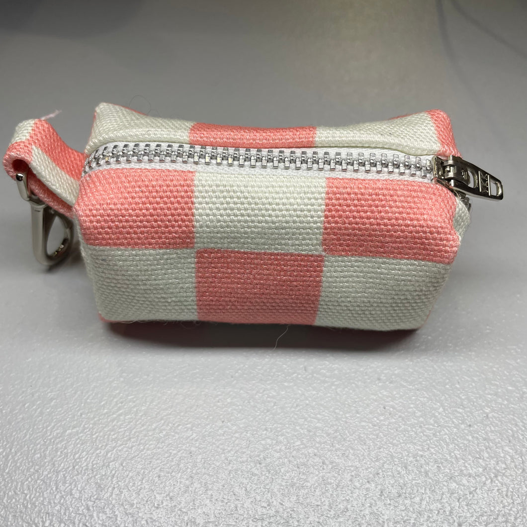 Coral Checkerboard Poop Bag Holder