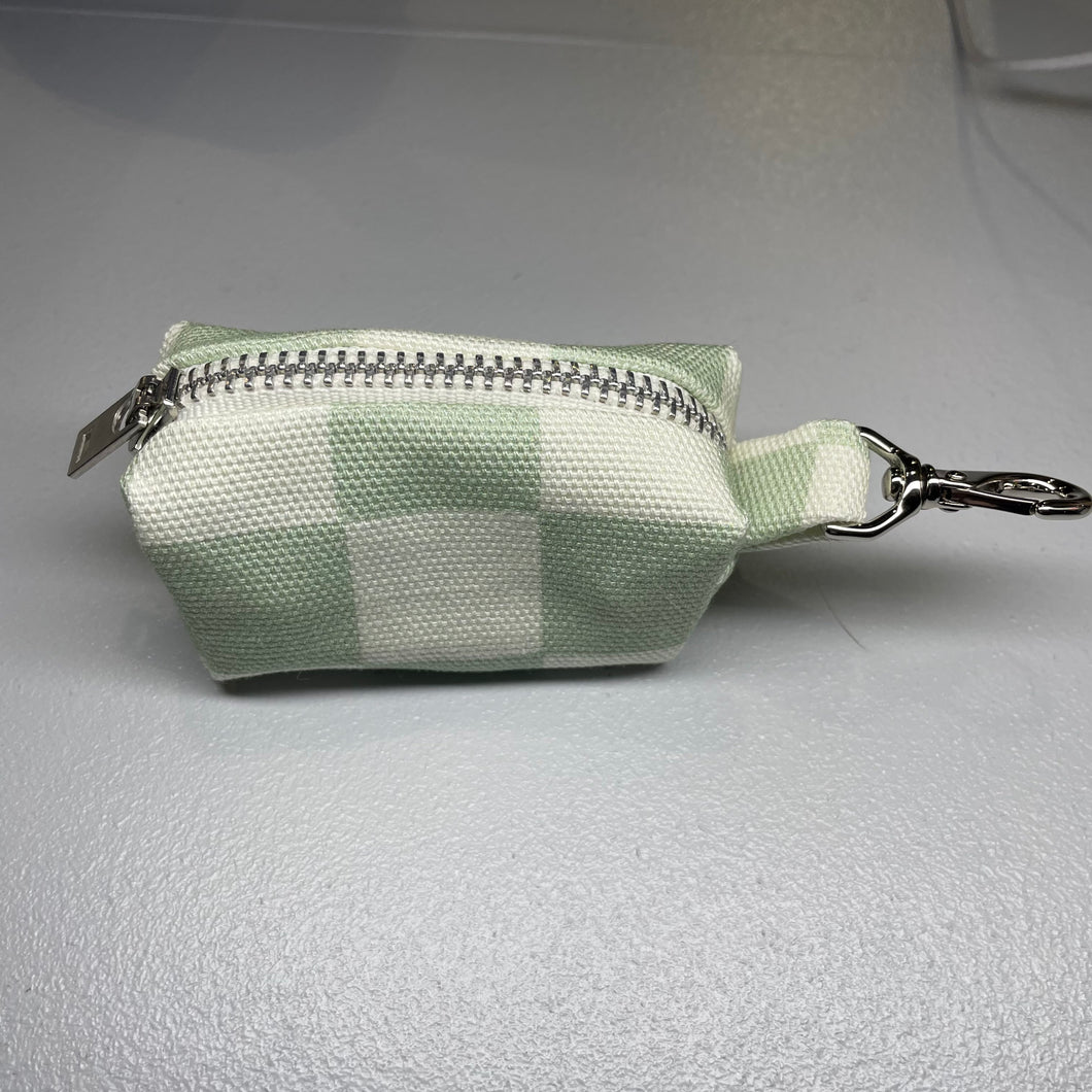 Mint Checkerboard Poop Bag Holder